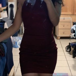 Halter Burgundy Mini Dress